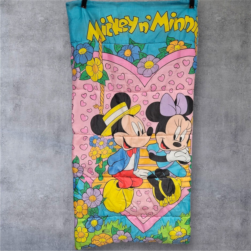 Vintage Mickey n Minnie Mouse Kids Sleeping‎ Bag Camping Nap Disney Retro